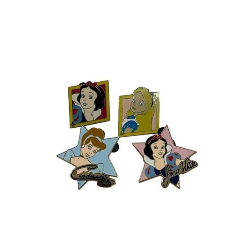 Disney Pins Cast Lanyard Set of 4 Star & Hidden Mickey Diamond Frame 2004-2006